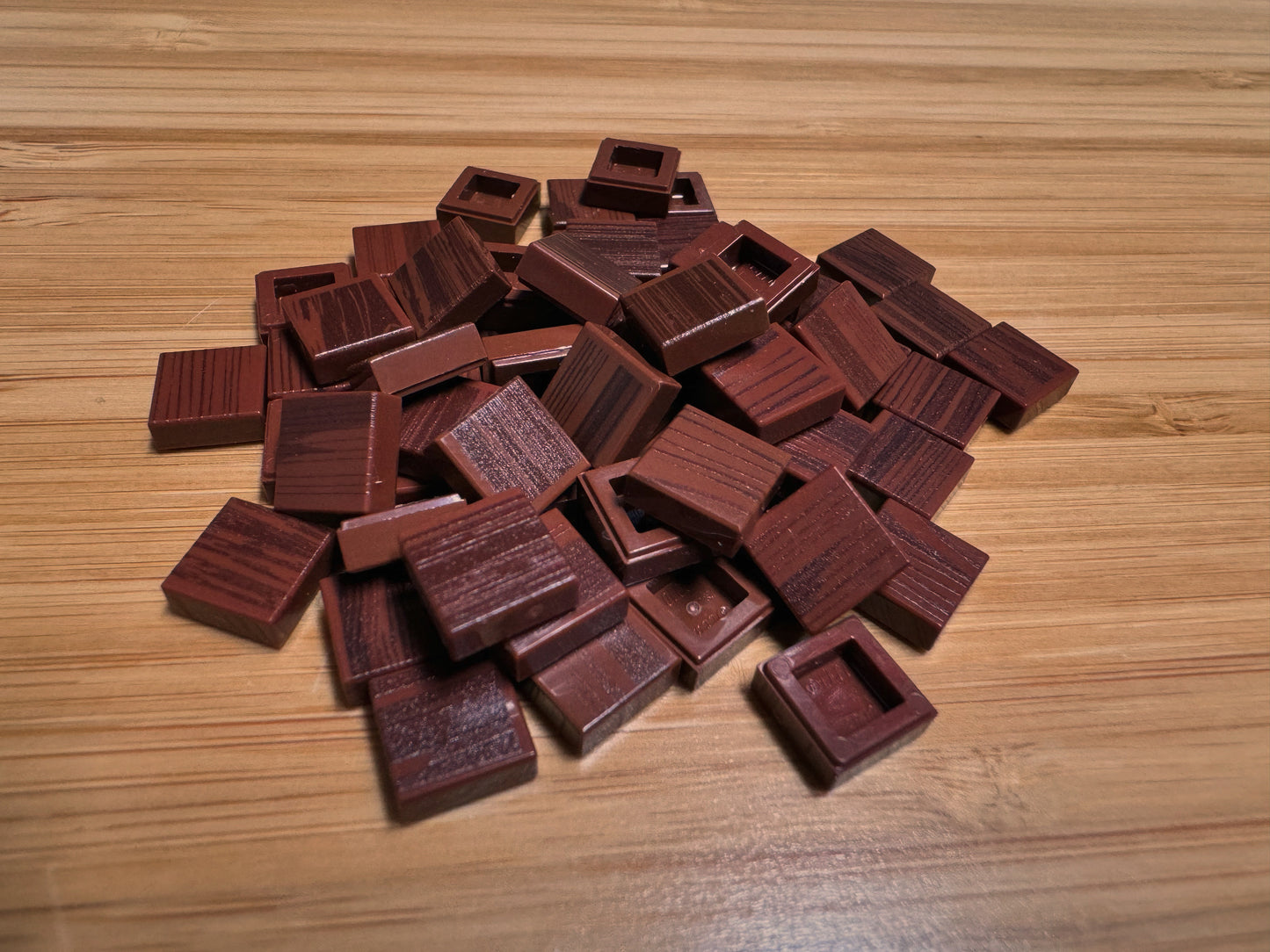 Custom Printed Tiles 1 x 1 - Reddish brown - Wood design (50pcs)